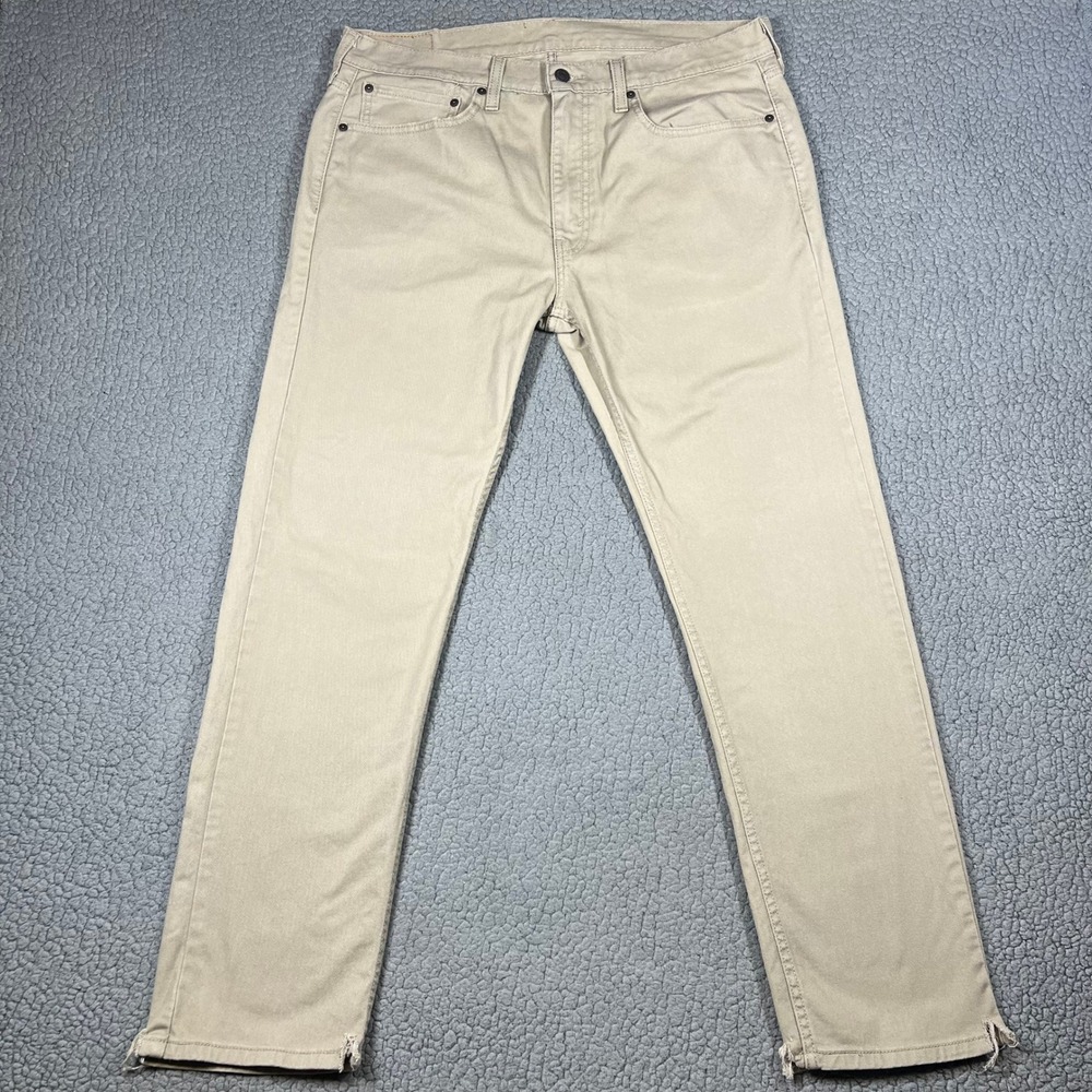 Levi's 502 Taper Pants Mens 36x32 Stretch Chino Khaki Tan Casual Workwear